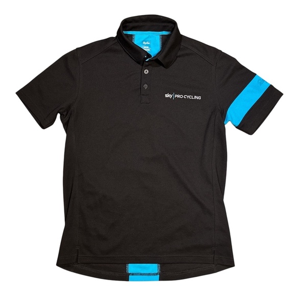 Rapha Sky Pro Cycling Team Black Pique Cycling Polo Shirt Black Mens Medium - Picture 1 of 9